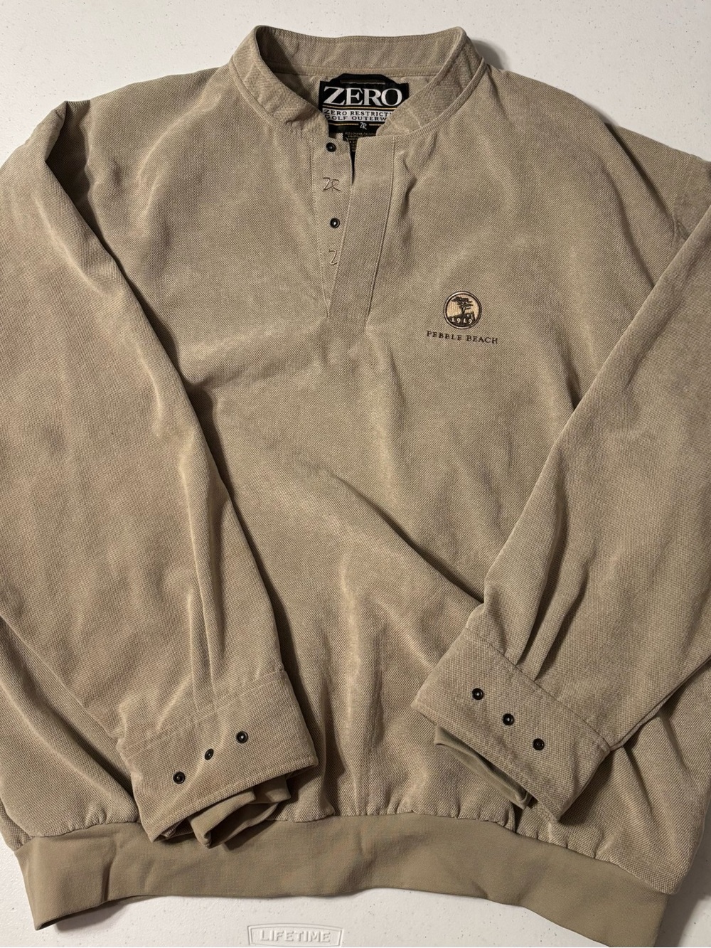 Zero Restriction Pebble Beach Men's Beige Pullover Shirt size XL